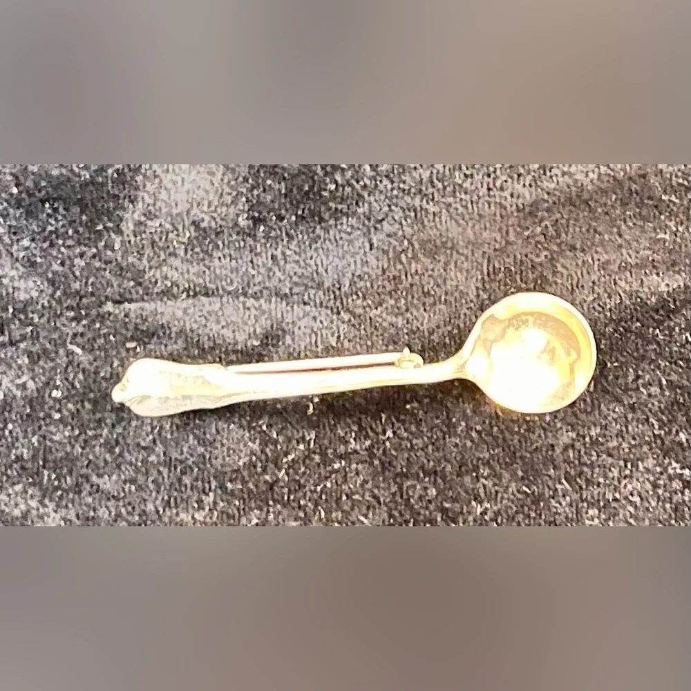 Vintage Wallace Sterling Silver Rose Point Spoon Brooch Pin - MCM Fine Jewelry